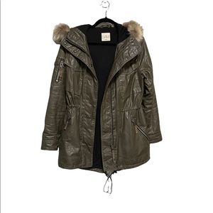 Sam Waxed Parka Olive Green Fur Hood